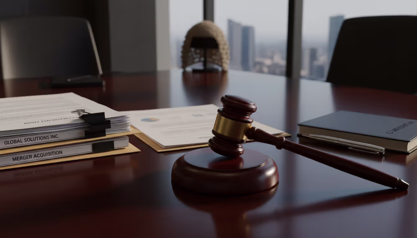 Judge gavel on desk with corporate legal documents symbolizing fiduciary duty litigation